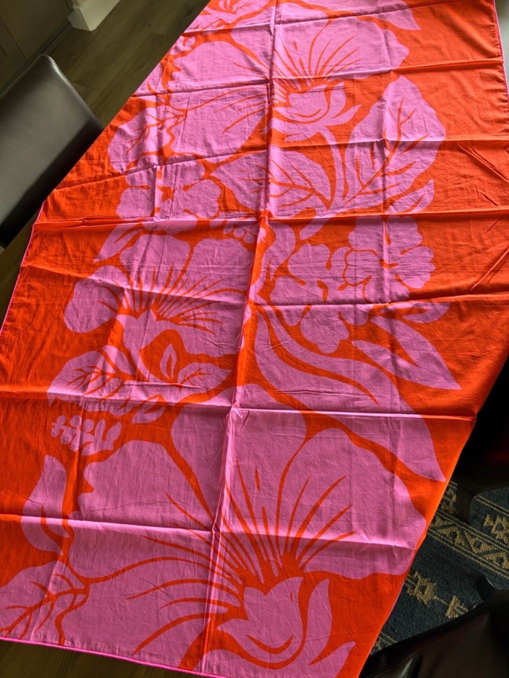 ALOHA Collection Heipua Orange and Pink Floral Pareo Wrap - Picture 5 of 8